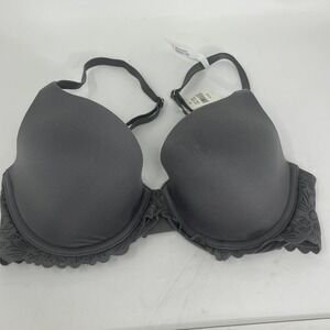 Aerie Womens 32D Grey Lace Underwire Padded Bra Thin Straps Everyday Fit FLAW